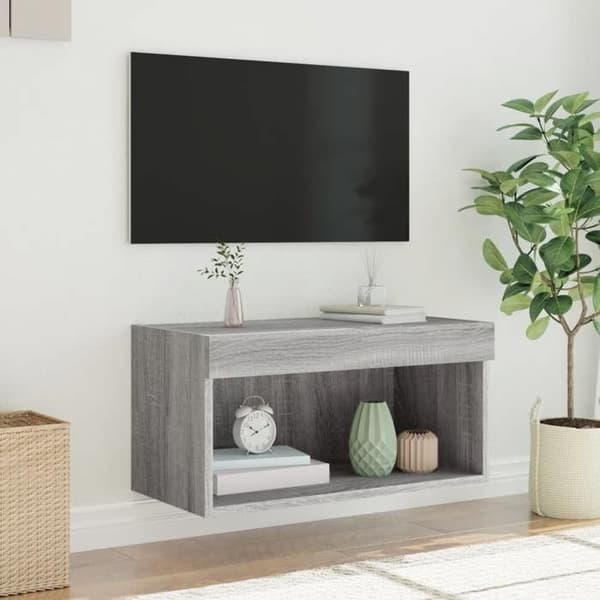 Maison Exclusive - TV-møbel med LED-lys sonoma grå 60x30x30 cm