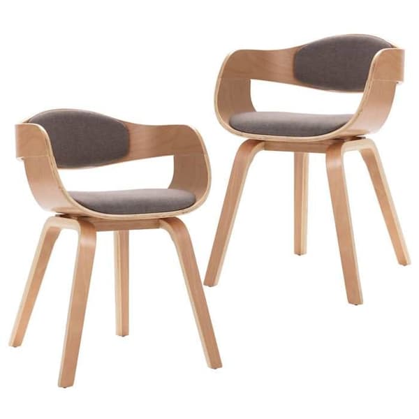 Maison Exclusive - Matstolar set om 2 böjd trä och taupe tyg Mol