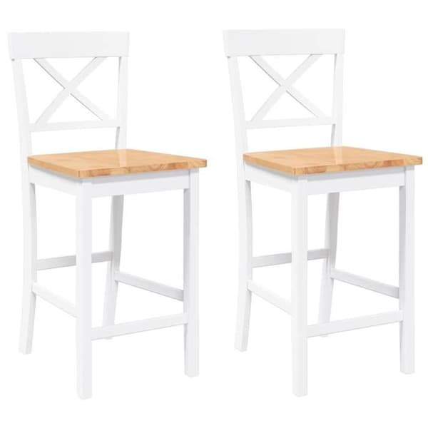 Barstole - EKSKLUSIV HUS - Sæt af 2 - Massivt gummitræ - Hvid - Ergonomisk design Vit