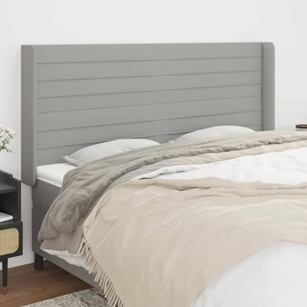 Maison Exclusive - Päätylevy korvilla Vaaleanharmaa 203x16x118/128 cm Kangas Ljusgrått