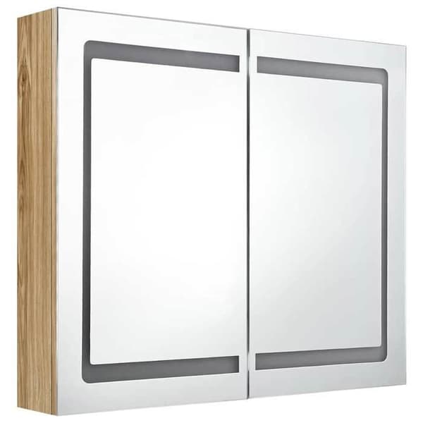 Maison Exclusive - Badrumsspegelskåp med LED Ek 80x12x68 cm