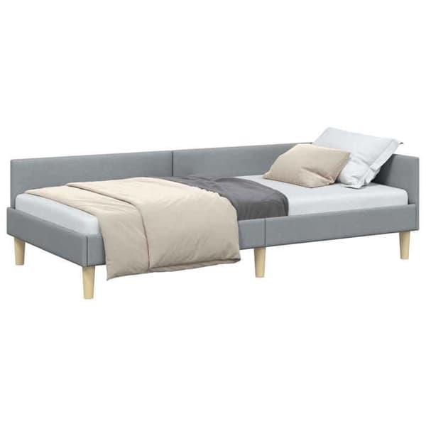 Maison Exclusive - Ljust grått hörnsängram 80 x 200 cm tyg