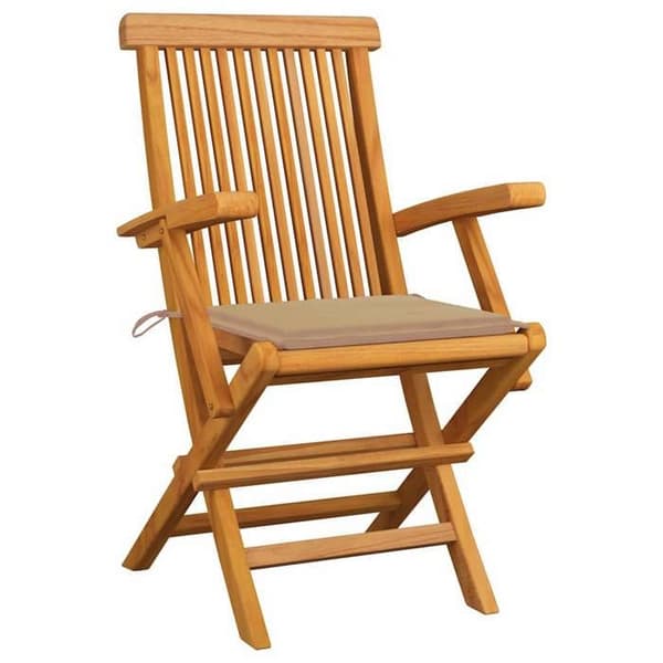 Havestole - Eksklusivt Hus - Sæt af 3 - Massivt teaktræ - Foldbare beige puder beige