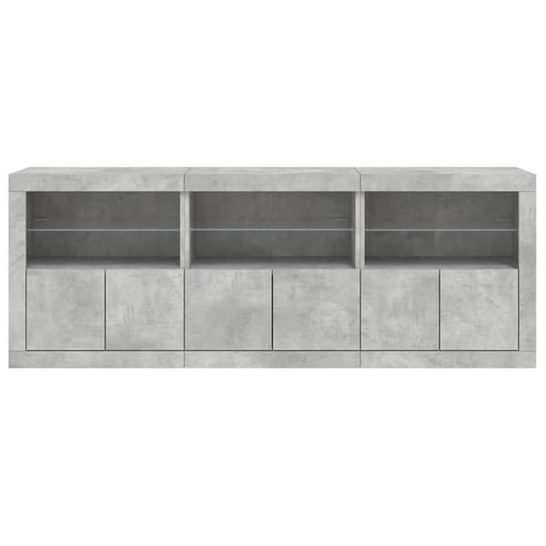 Maison Exclusive - Buffet med LED-lys grå beton 181,5x37x67 cm