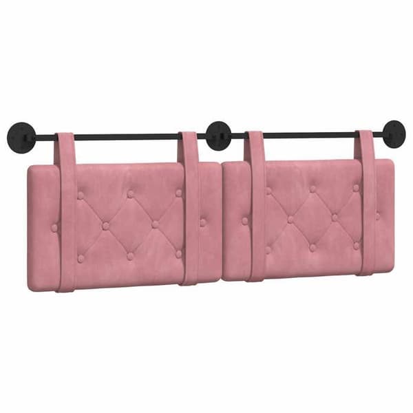 Senggavl hængende - EKSKLUSIV HUS - Rektangulær - Rosa velour - Knappet - Vægmontering Ros