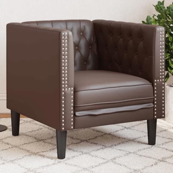 Maison Exclusive - Chesterfield-fåtölj i brun konstläder brun