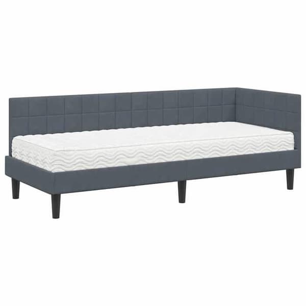 Sängram med madrass - EXKLUSIV HEM - Rektangulär - 80 x 200 cm - Mörkgrå - Skummadrass Mörkgrå