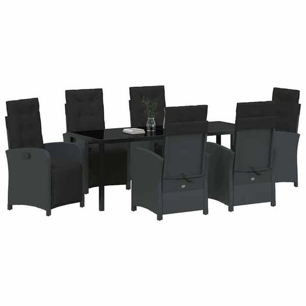 Maison Exclusive - 7 pc have spisebordssæt i sort polyrotin Svart