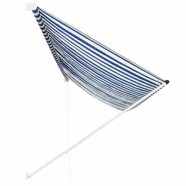 Fällbart tak - Exklusivt hus - 400x150 cm - Blå och vit - Tyg 100% polyester (beläggning PA) Blå och vit
