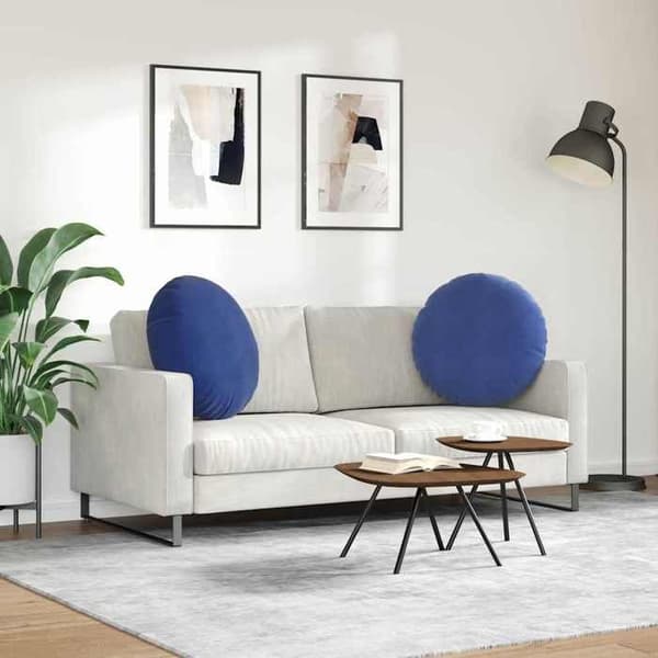 Maison Exclusive - Sittkuddar 2 st Blå polis Ø 40 x 13 cm Sammet Blå polis