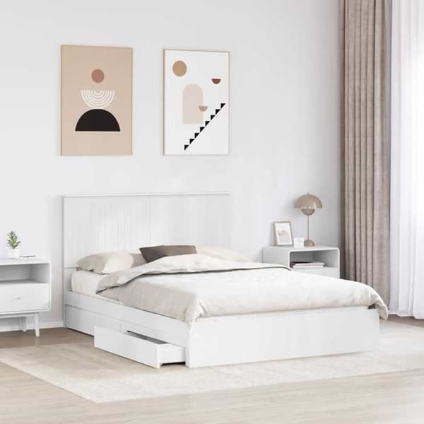 Maison Exclusive - Förvaringssäng Vit 140 x 200 cm Ingenjörsträ
