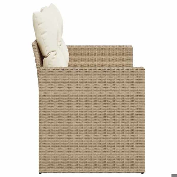 Maison Exclusive - Trädgårdsoffa med kuddar 2 platser beige flätad resin