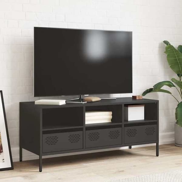 Maison Exclusive - Sort TV-møbel 101,5x39x43,5 cm koldvalset stål