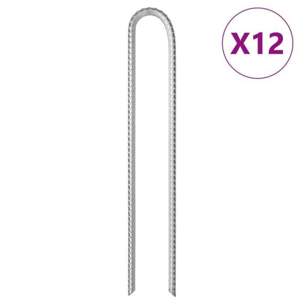 Maison Exclusive - 12 stk U-formede teltpæle 37cm Ø11,3mm galvaniseret stål