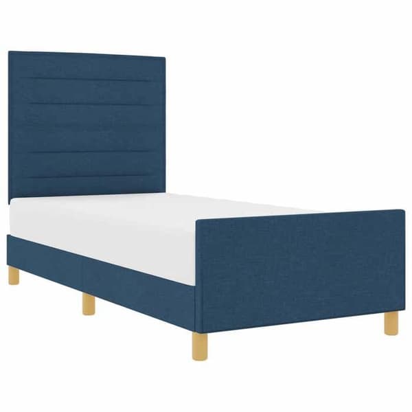 Maison Exclusive - Sengestel med blåt hovedgærde 90 x 200 cm stof