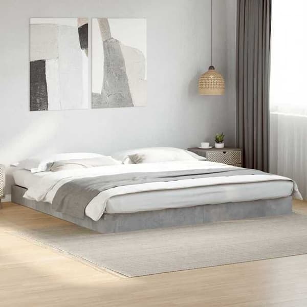 Sengestel - EKSKLUSIV HUS - 180x200 cm - Beton grå - Spånplade - Inkluderet lamelbund betong grå