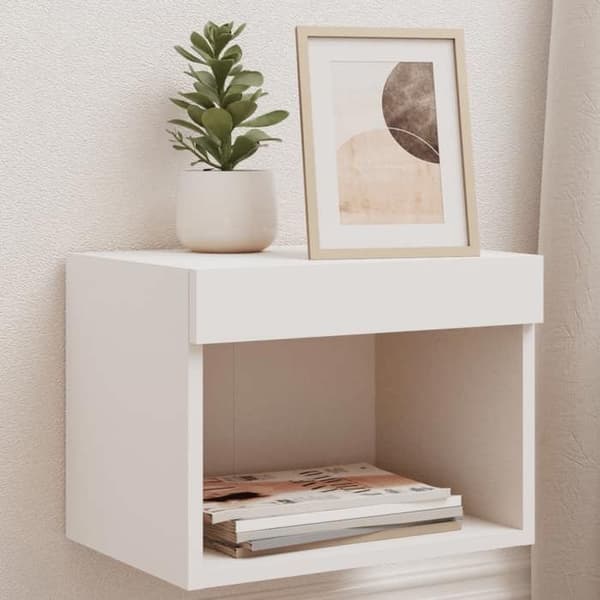 Maison Exclusive - Væghængte natborde med LED-lys 2 stk. hvid Vit