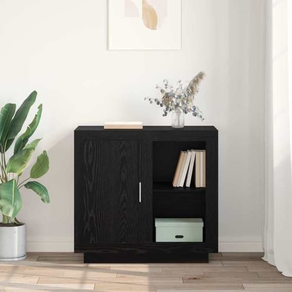 Maison Exclusive - Buffet Sort egetræ 80 x 40 x 75 cm Ingeniørtræ svart ek
