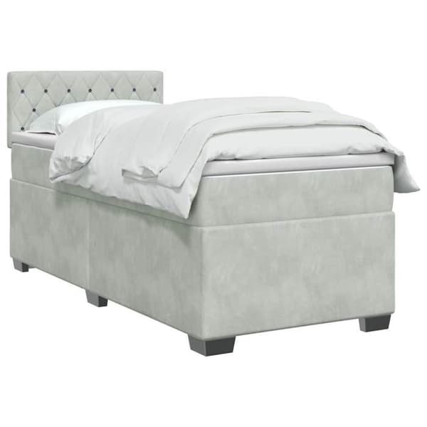 Maison Exclusive - Boxspring-sänky vaaleanharmaalla patjalla 90 x 190 cm Sametti
