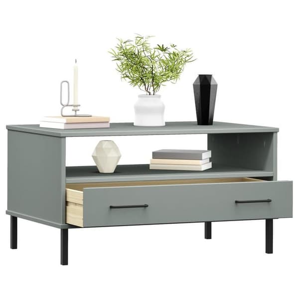 Maison Exclusive - Sofabord med grå metalben 85x50x45 cm Oslo træ Grå