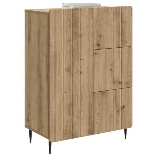 Maison Exclusive - Buffet i egetræ, håndlavet 66 x 34,5 x 91,5 cm, ingeniørtræ