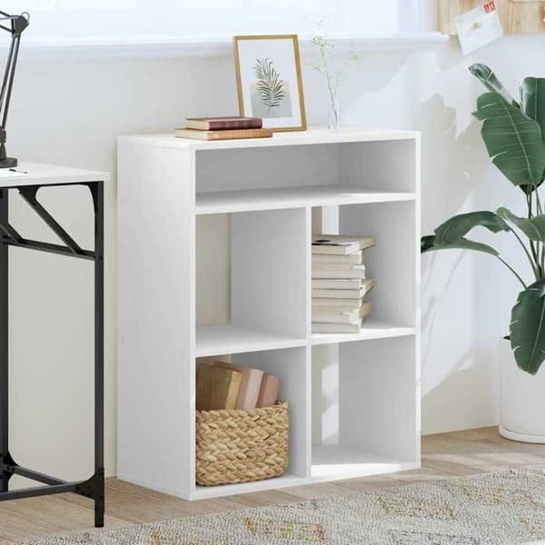 Maison Exclusive - Vit bibliotek 66x31x80 cm ingenjörsträ
