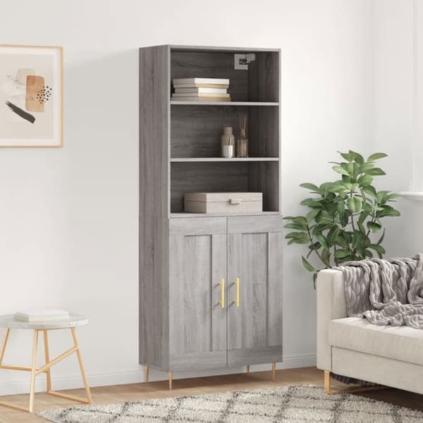 Maison Exclusive - Buffé hög Sonoma grå 69,5x34x180 cm Ingenjörsträ Sonoma grå
