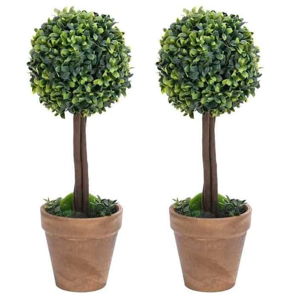 Maison Exclusive - Kunstige buksbom planter 2 stk med potter Kugle Grøn 56 cm Grön
