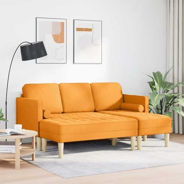 Soffgrupp - EXKLUSIV HEM - Modulerande sektioner - Mörkgul - Andningsbart polyester - Träram Mörk gul