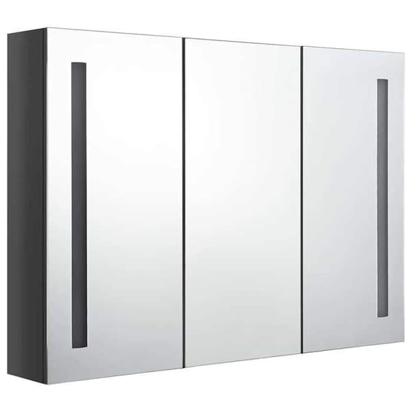 Maison Exclusive - Spegelskåp för badrum med LED 89x14x62 cm Grå glans