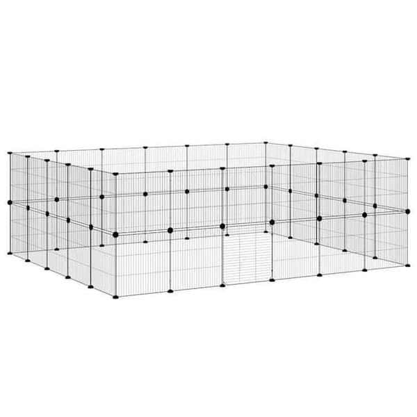 Maison Exclusive - Kæledyrbur med 44 paneler og dør Sort 210x175x70 cm