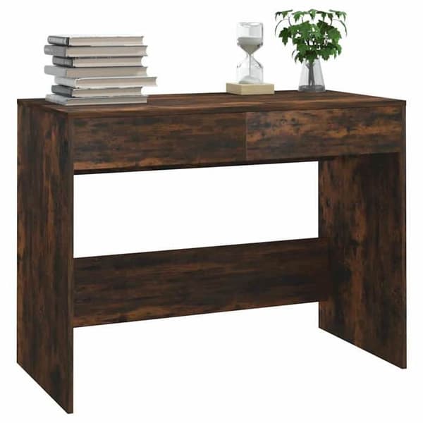 Kontor - EKSKLUSIVT HUS - Røget eg 101x50x76,5 cm - Spånplade - 2 skuffer - Robust konstruktion Rökt ek