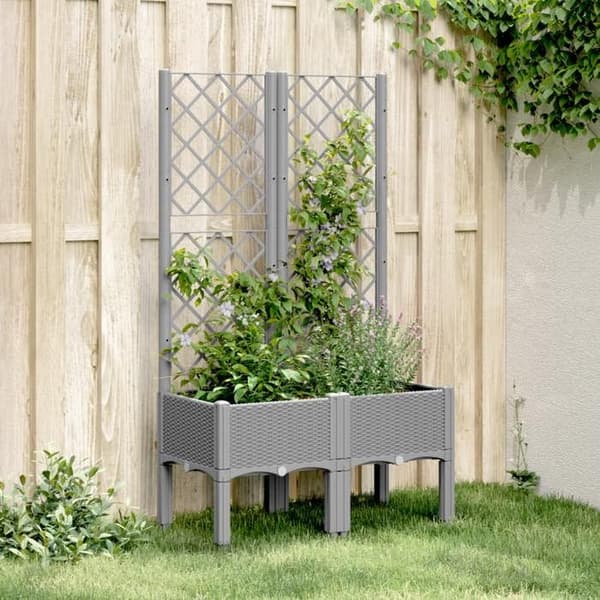 Maison Exclusive - Plantekasse med lys grå trellis 80x40x142 cm PP Ljusgrått