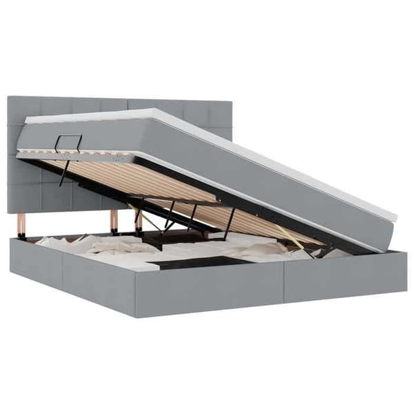 Sängram med madrass - EXKLUSIV HEM - Maison Exclusive - 180x200 cm - Ljusgrå - LED-förvaring Ljusgrått