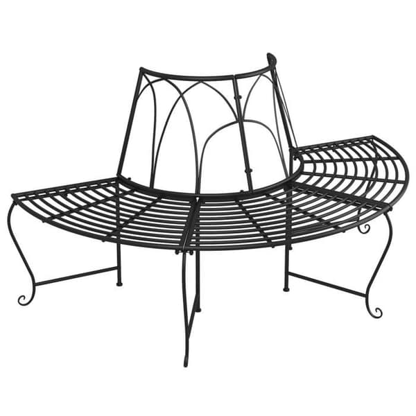 Maison Exclusive - Halvcirkelformet bænk til træ Ø159 cm Sort Stål