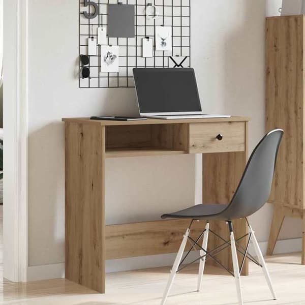 Maison Exclusive - Håndlavet egetræskontor 80x40x75 cm ingeniørtræ Ek