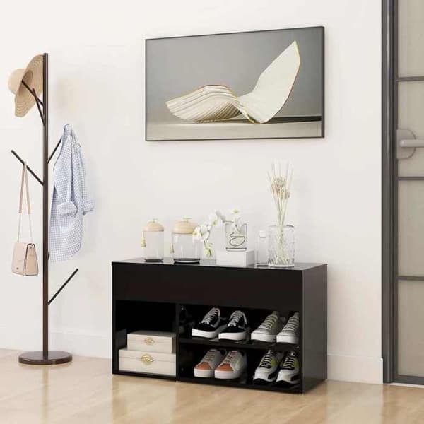 Maison Exclusive - Sko bænk Sort 80x30x45 cm Ingeniørtræ