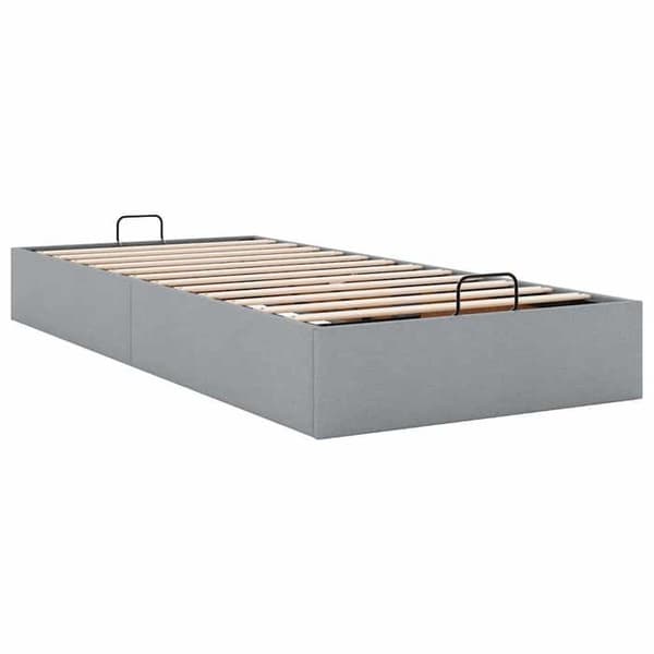 Sengestel ottoman - EKSKLUSIV HUS - 90x190 cm - Lys grå - Hydraulisk opbevaring - Lamelseng Ljusgrått