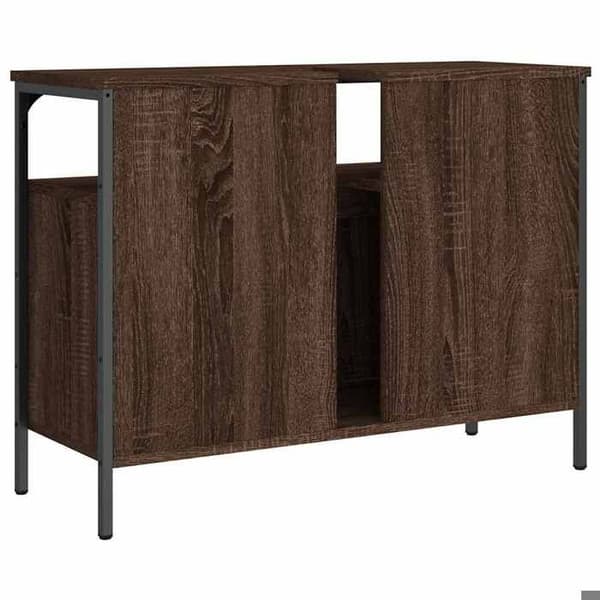 Maison Exclusive - Badeværelsesskab med vask i brunt egetræ 80x30x60 cm