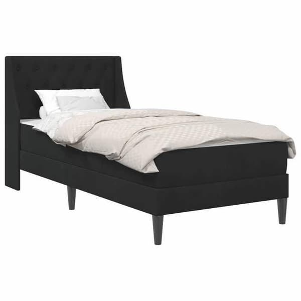 Sengestel - EKSKLUSIV HUS - Velour - 80 x 200 cm - Sort - Lamelseng & skummadras Svart
