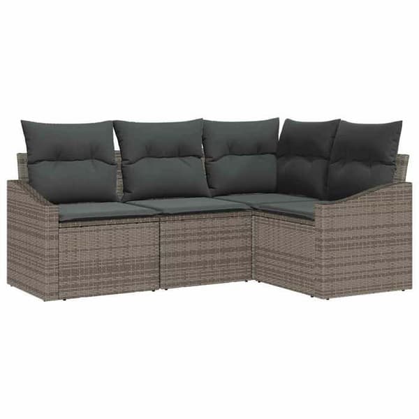 Trädgårdsmöbler - EXKLUSIVT HUS - Set 4 delar - Grå - Poly rattan - Väderbeständig Grå