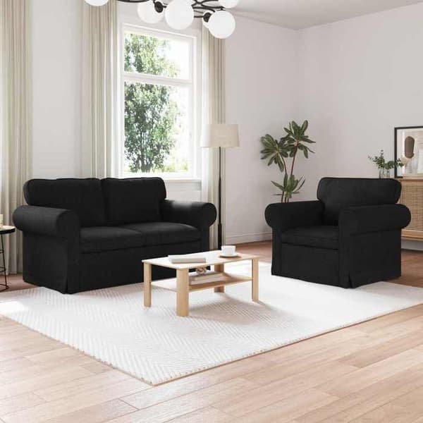 Maison Exclusive - 2 kpl sohvasetti musta kangas Svart