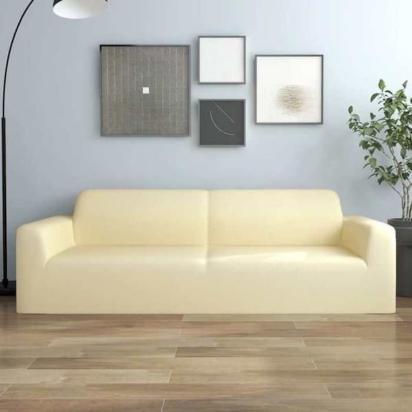 Sofaovertræk - MAISON EXCLUSIVE - Jersey - Creme - Strækbar polyester - 3 pladser 190-230 cm Grädde