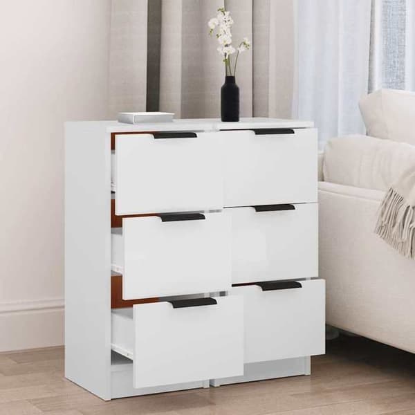 Maison Exclusive - Bufféer 2 st vit 30x30x70 cm ingenjörsträ