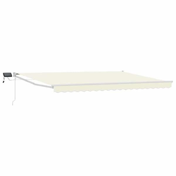 Maison Exclusive - Manuell markis med solenergi LED 4,5 x 3 m Kräm Grädde och vitt