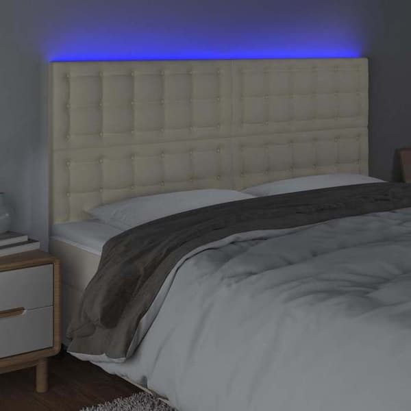 Maison Exclusive - LED Hovedgærde Creme 160x5x118/128 cm Simililæder