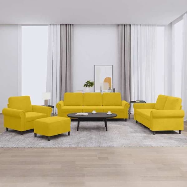 Maison Exclusive - Sæt af 4 sofaer med puder i gul fløjl