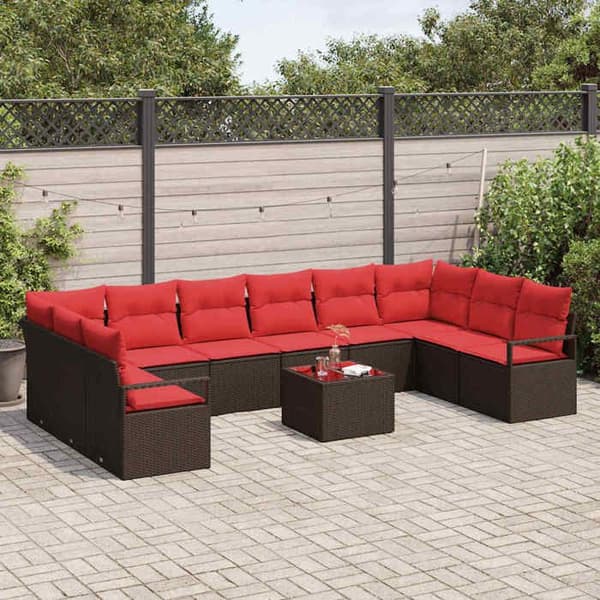 Maison Exclusive - 11-delars soffgrupp i brun polyrotin