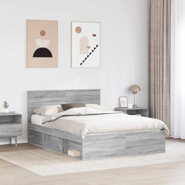 Maison Exclusive - Sängram Sonoma grå 140 x 200 cm Massivt trä