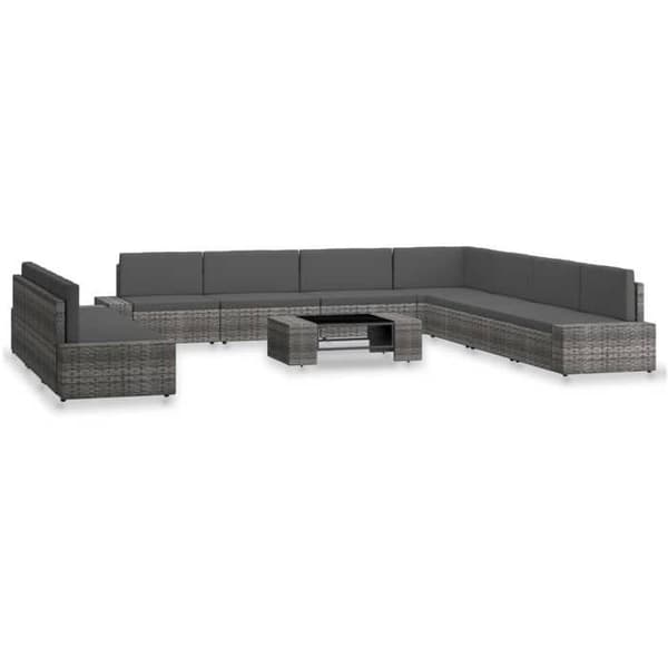 Maison Exclusive - Trädgårdsmöbler 10 delar Flätad resin Grå
